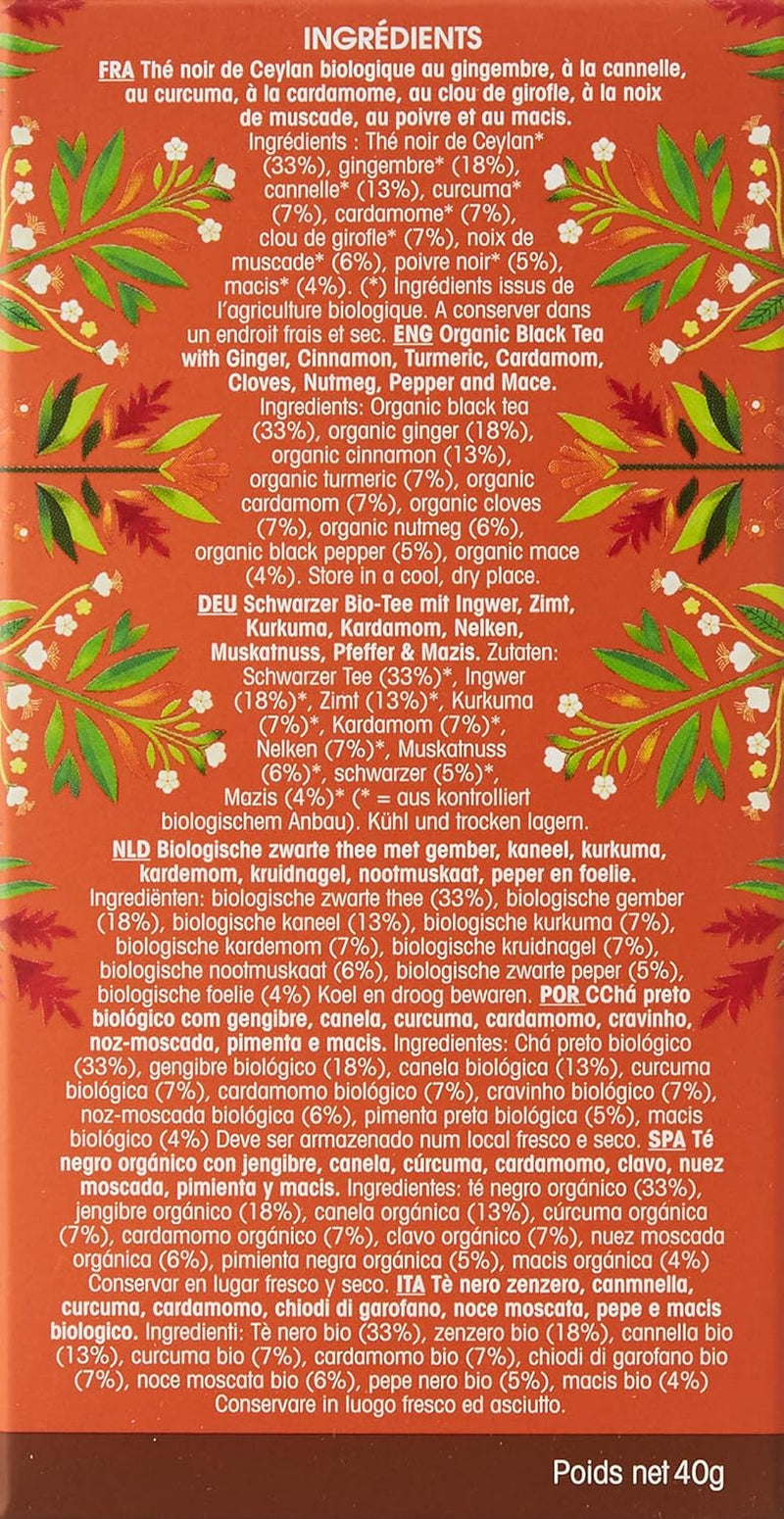 ETS - Thé Noir Chai, Naturland BIO, 20 Sachets de Thé (Pack de 2)