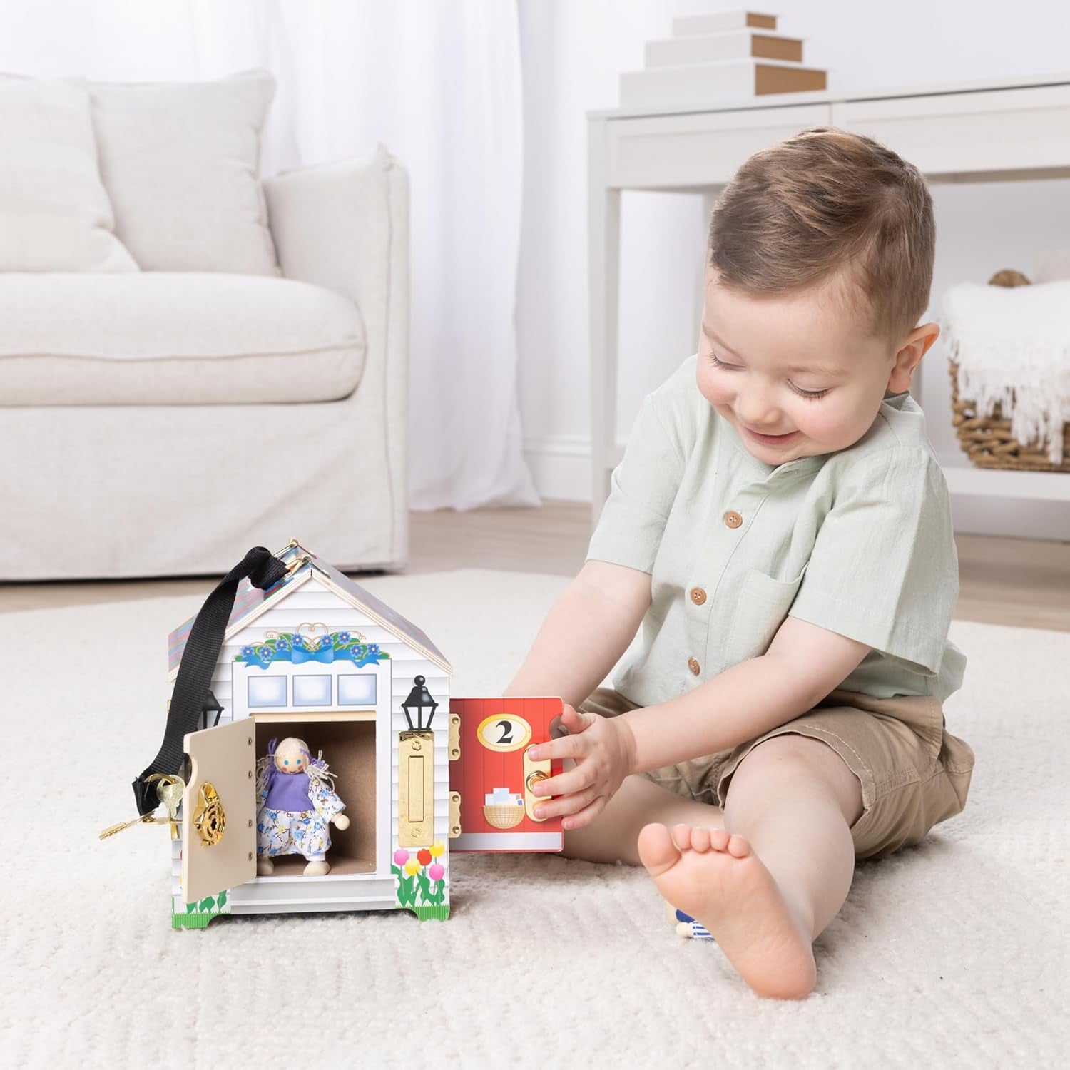 Melissa & Doug Maison de poupée en bois avec sons de cloches, multicolore, convient aux enfants de 3 ans et plus, garçons et filles