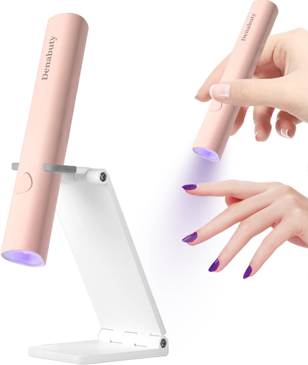Denabuty Lampe UV pour Vernis à Ongles Gel, Mini Lampe LED U V pour Remplacement des Ongles avec Support Tragbare Petite Lampe UV pour Vernis à Ongles Gel, pour Aushärten Von Nagelkleber & Nail Tips Blanc