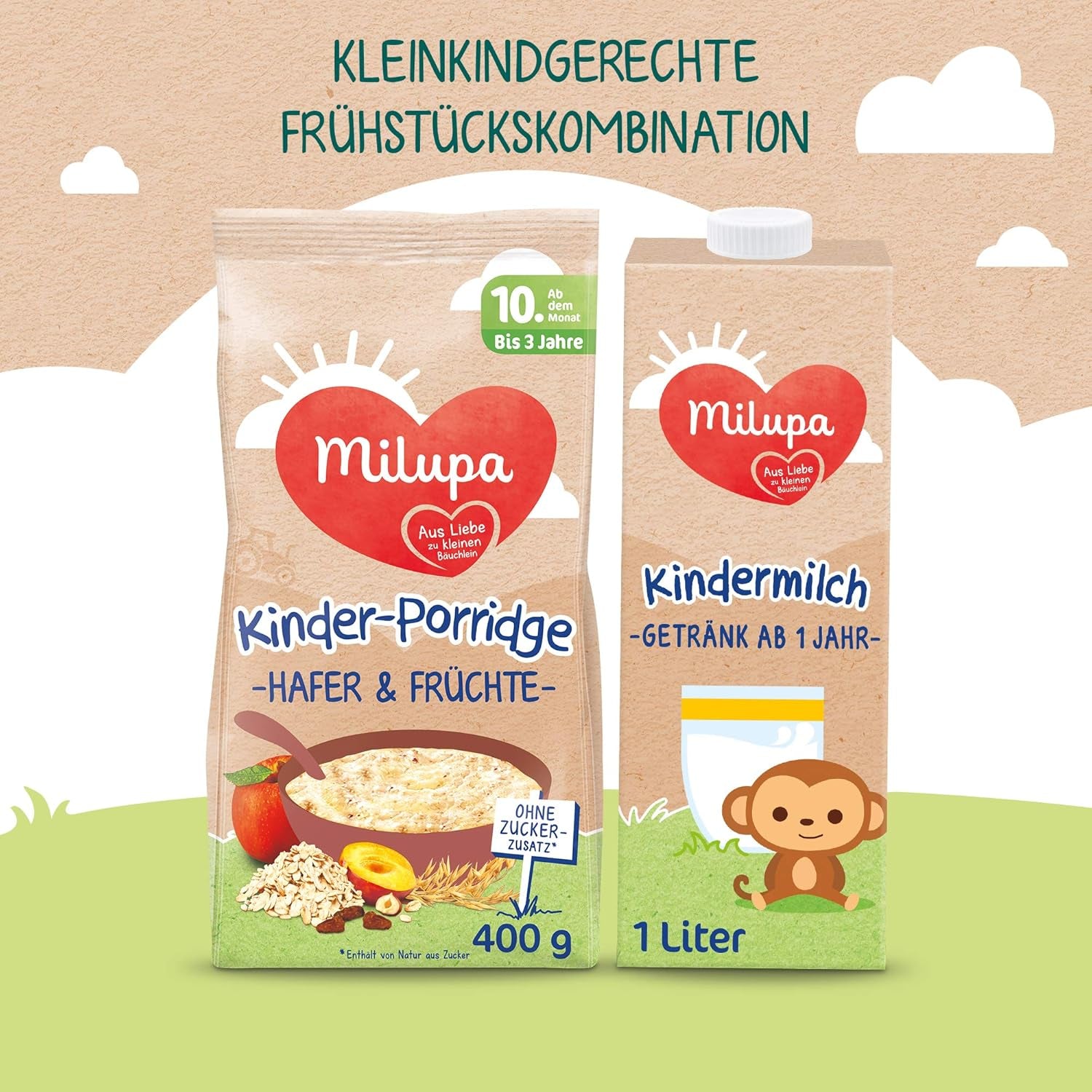 Milupa Baby Porridge - Bouillie d'avoine et de fruits 10 mois à 3 ans Nourriture pour bébé 1 x 400 g (Pack de 2)