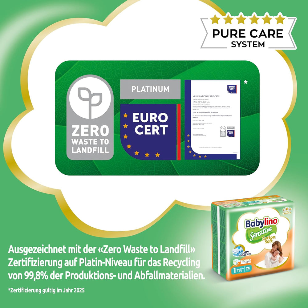 Couches bébé sensibles, taille 1, nouveau-né (2-5 kg), 26 pièces