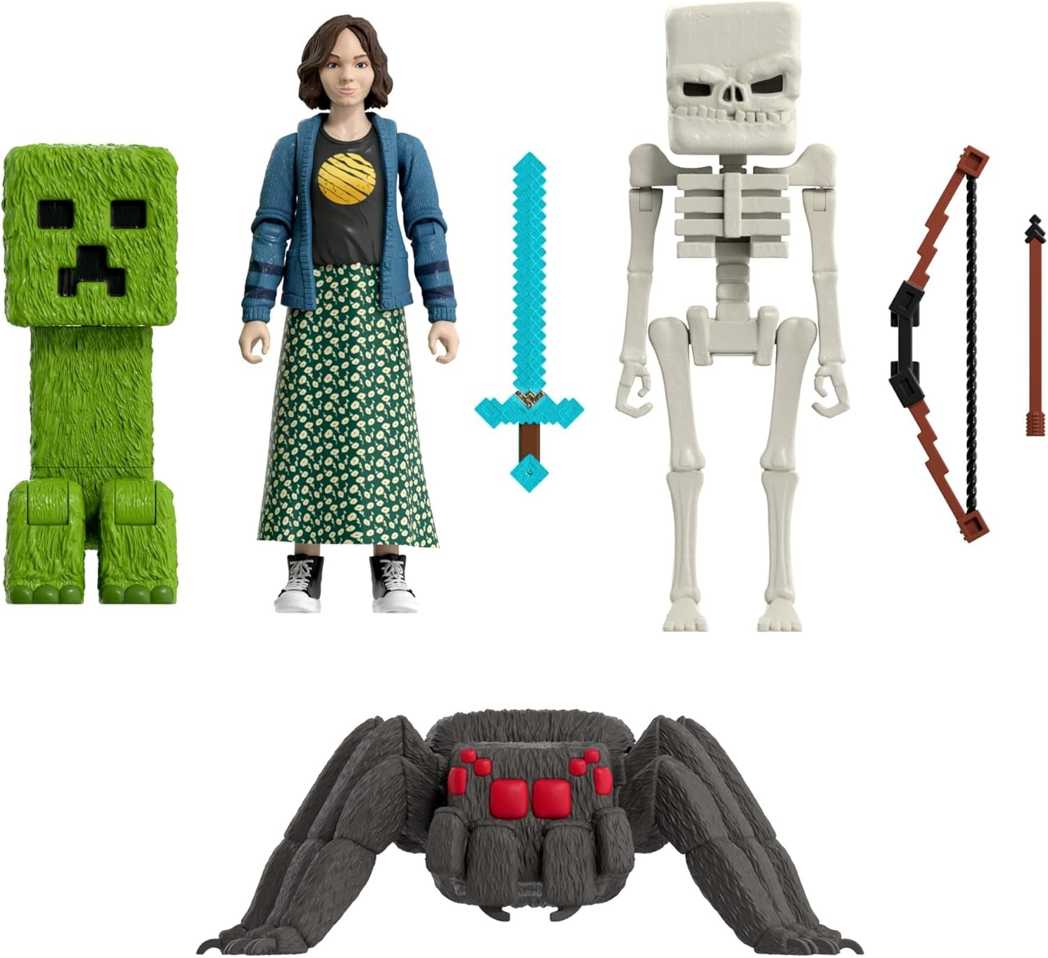 Mattel Minecraft Story Set avec 4 figurines d'action et 3 accessoires Rencontres dans l'Overworld Set Minecraft Movie Inspired Collectible Toy JFR70 Action Figures Naty Shop
