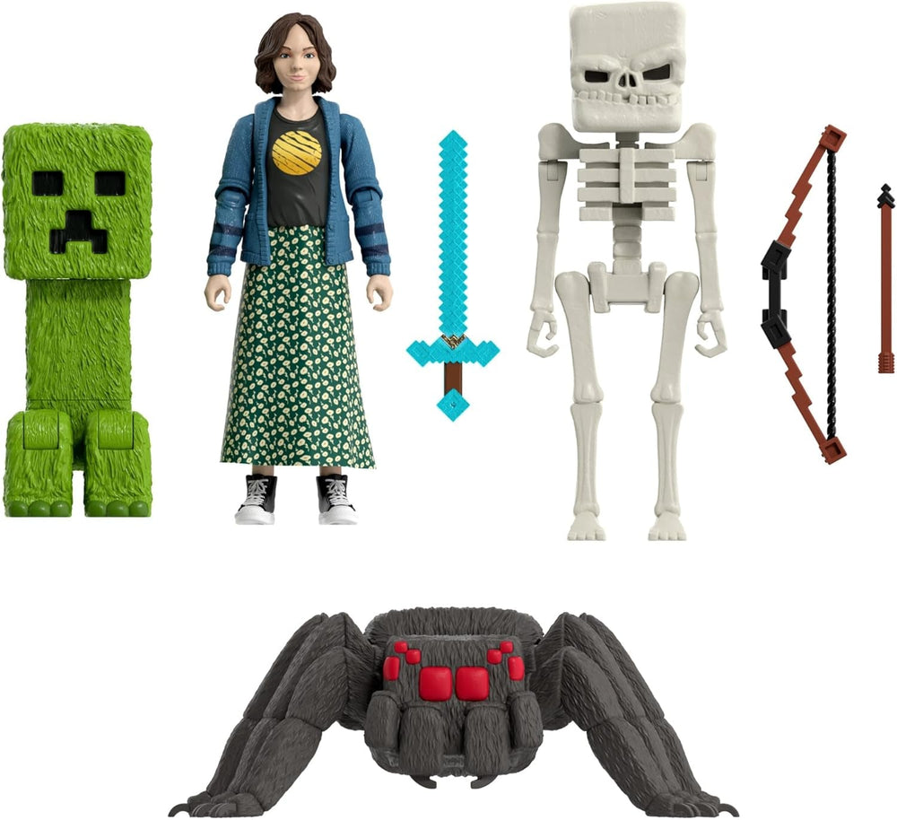 Mattel Minecraft Story Set avec 4 figurines d'action et 3 accessoires Rencontres dans l'Overworld Set Minecraft Movie Inspired Collectible Toy JFR70 Action Figures Naty Shop
