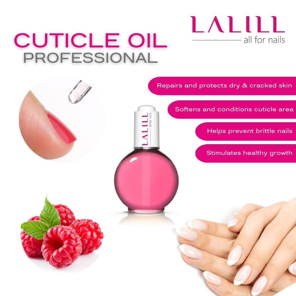 LALILL Nail Cuticle Oil 75Ml - Himbeere Nagelpflegeöl - Nagelöl Pflege Für Nägel Nagelhaut - SPA Maniküre Naildesign Hände - Vegan - Avec Pipette