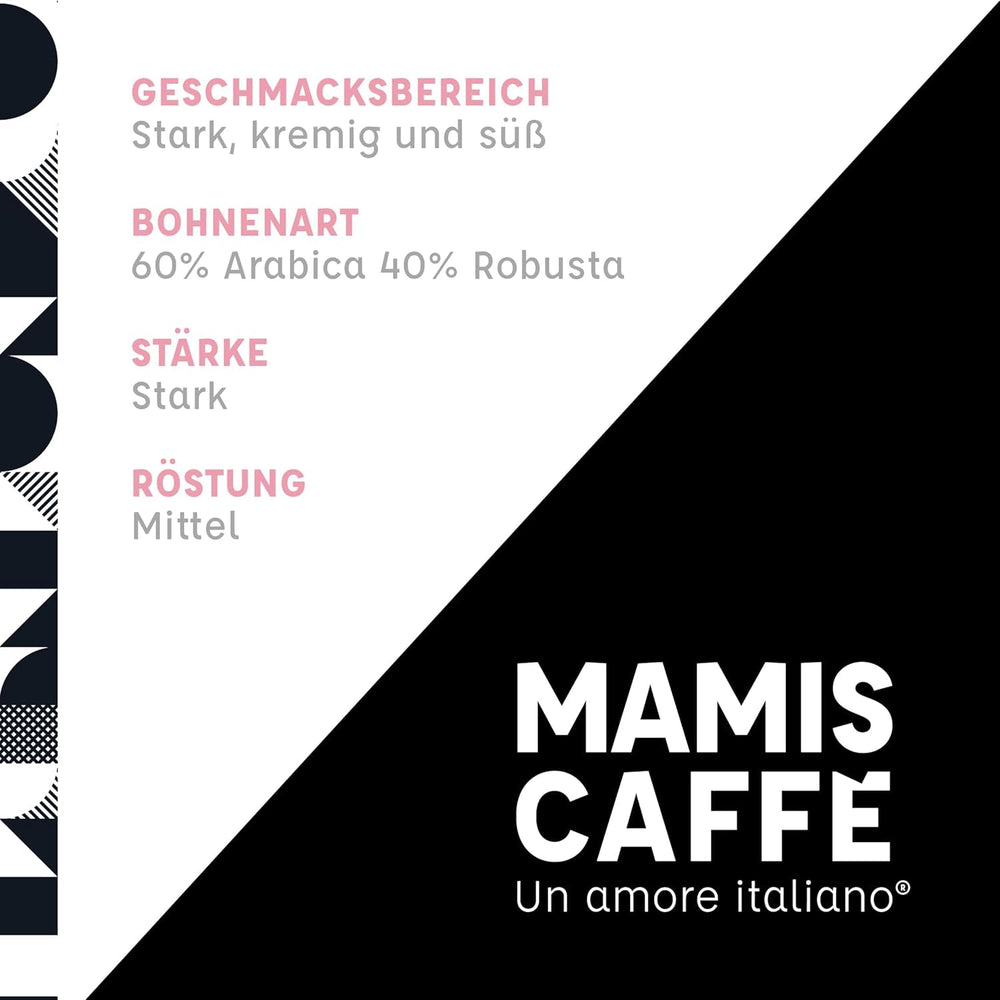 Mamis Caffè Dolce Vita, expresso en grains entiers, parfait comme cappuccino ou latte macchiato Coffee Naty Shop