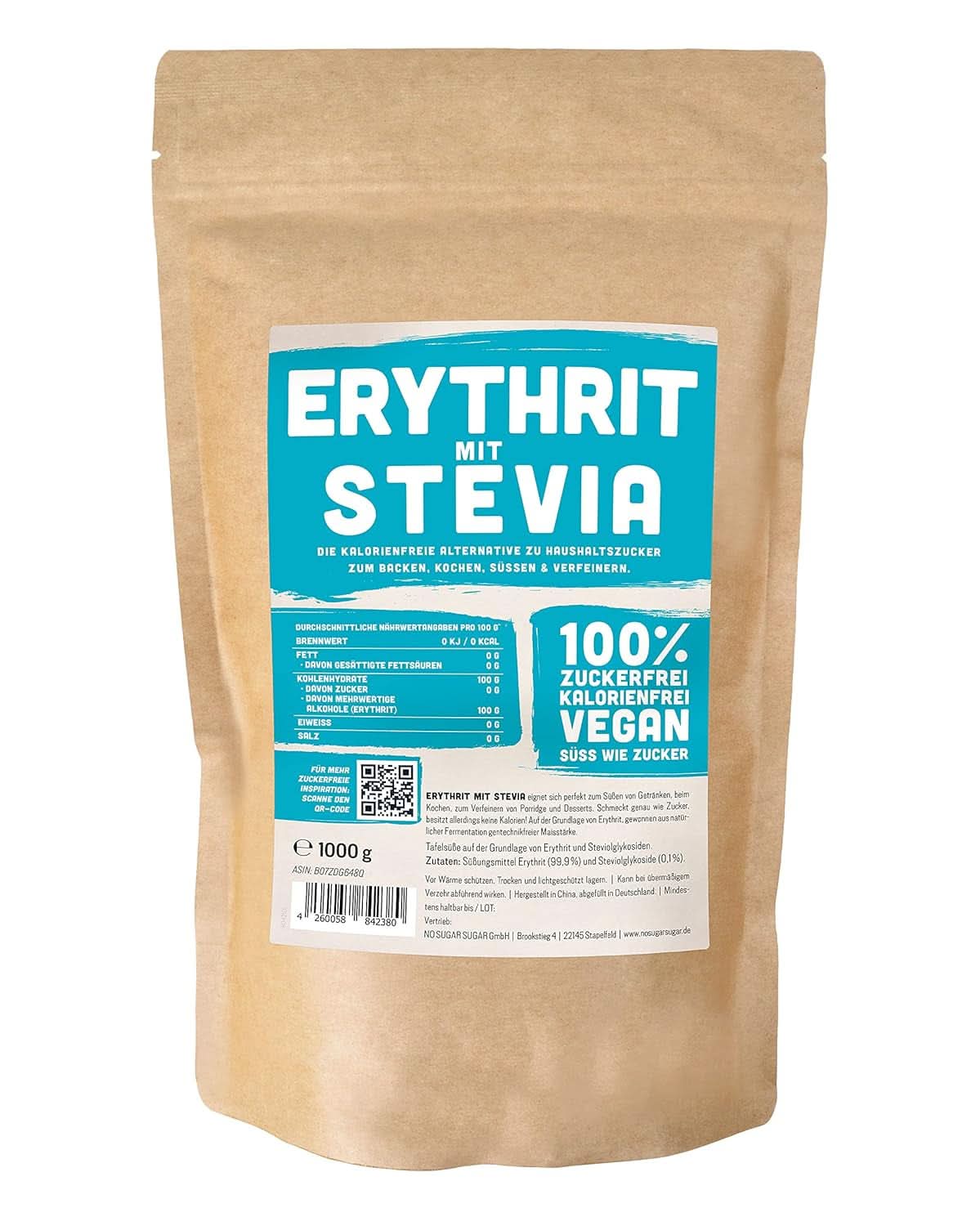 Eritritol + Stevia Înlocuitor natural de zahăr fără calorii 1:1, 1 Kg Indulcitori Naty Shop