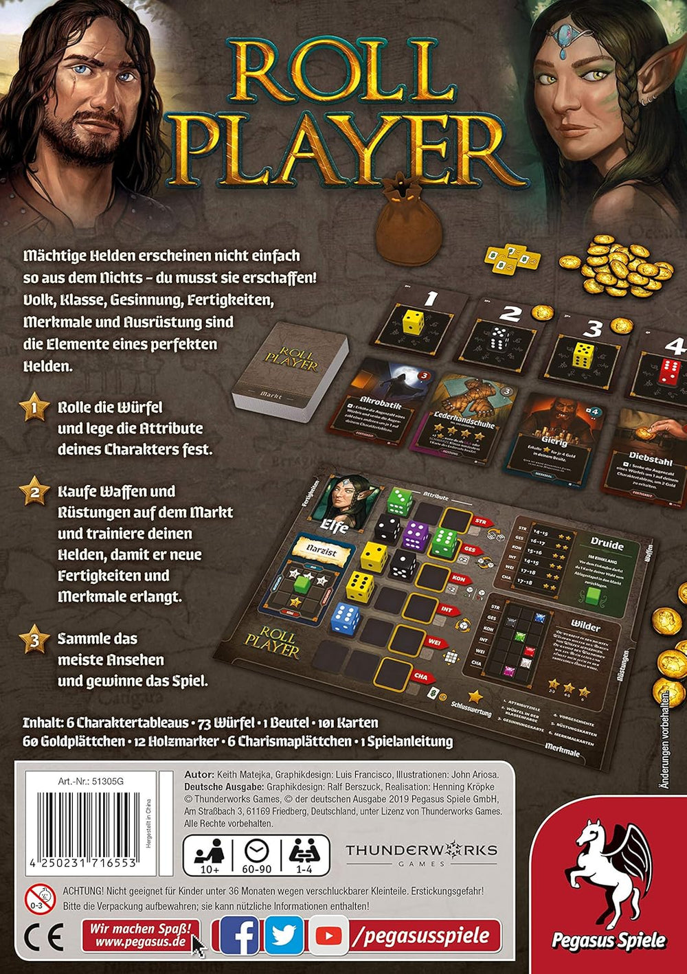 Pegasus Spiele 51305G - Roll Player (édition allemande), coloré