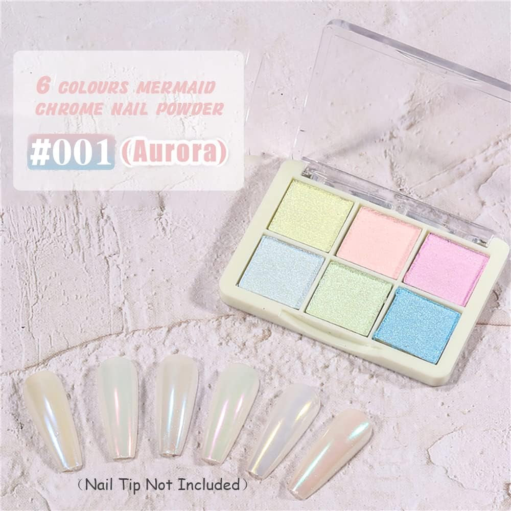 6 couleurs Chrome Glitzerpulver pour ongles, poudre à ongles chromée, poudre à ongles néon perle Nail Art poudre à pigments ensemble bricolage Nageldesign