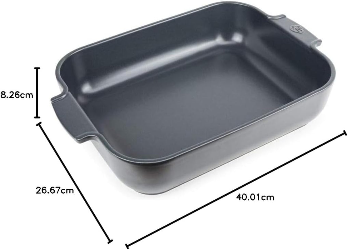 Peugeot Appolia Rechteckige Auflaufform Mit Griffen, Keramik, Schiefer / Grau, 8.3X40.5X27.2 Cm, Fassungsvermögen: Env. 4 L, 60022 Moules et plaques pour pâtisserie Naty Shop