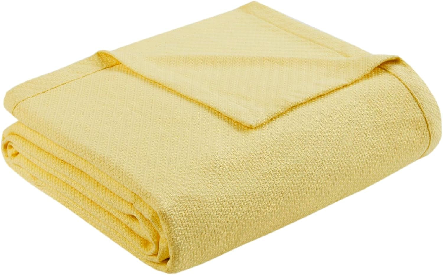 Madison Park Couverture de luxe en coton liquide de haute qualité, douce et confortable 100 % coton filé à l'anneau pour lit, canapé ou canapé Blush Full/Queen Naty Shop Couettes et édredons Jaune King
