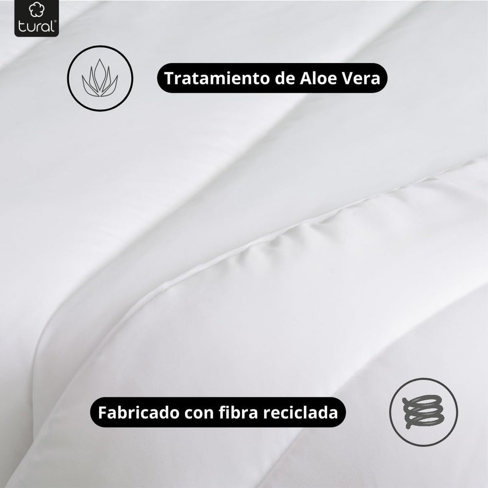 Tural - Couette 150 X 220 cm avec traitement Aloe Vera, garnissage fibres 300 G/M², douce, respirante, certifiée Oeko-Tex (blanc, lit 90 cm) Couettes et couettes Naty Shop