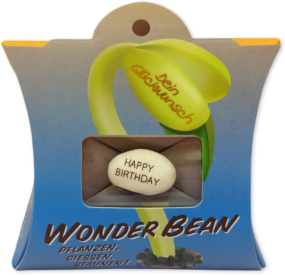 Feel Green Wonder Bean (5 Stk), Viel Glück, Bohne Mit Eingravierter Glücksbotschaft, Made in Austria, Nachhaltige Geschenkidee, Pflanzen-Gießen-Staunen