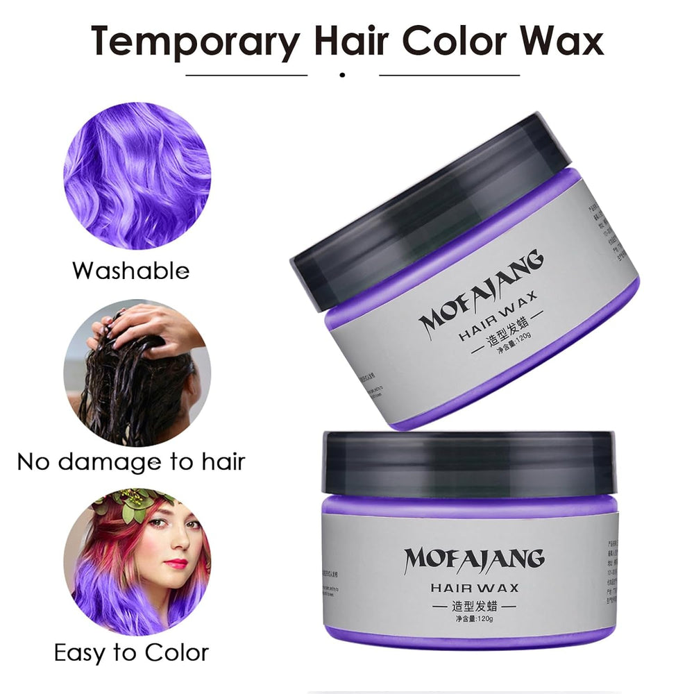 Cire de coloration temporaire pour cheveux, pommade naturelle, formule végétale lavable, pour hommes et femmes, cire de teinture mate pour fête, cosplay et Halloween, 120 g (violet) Naty Shop