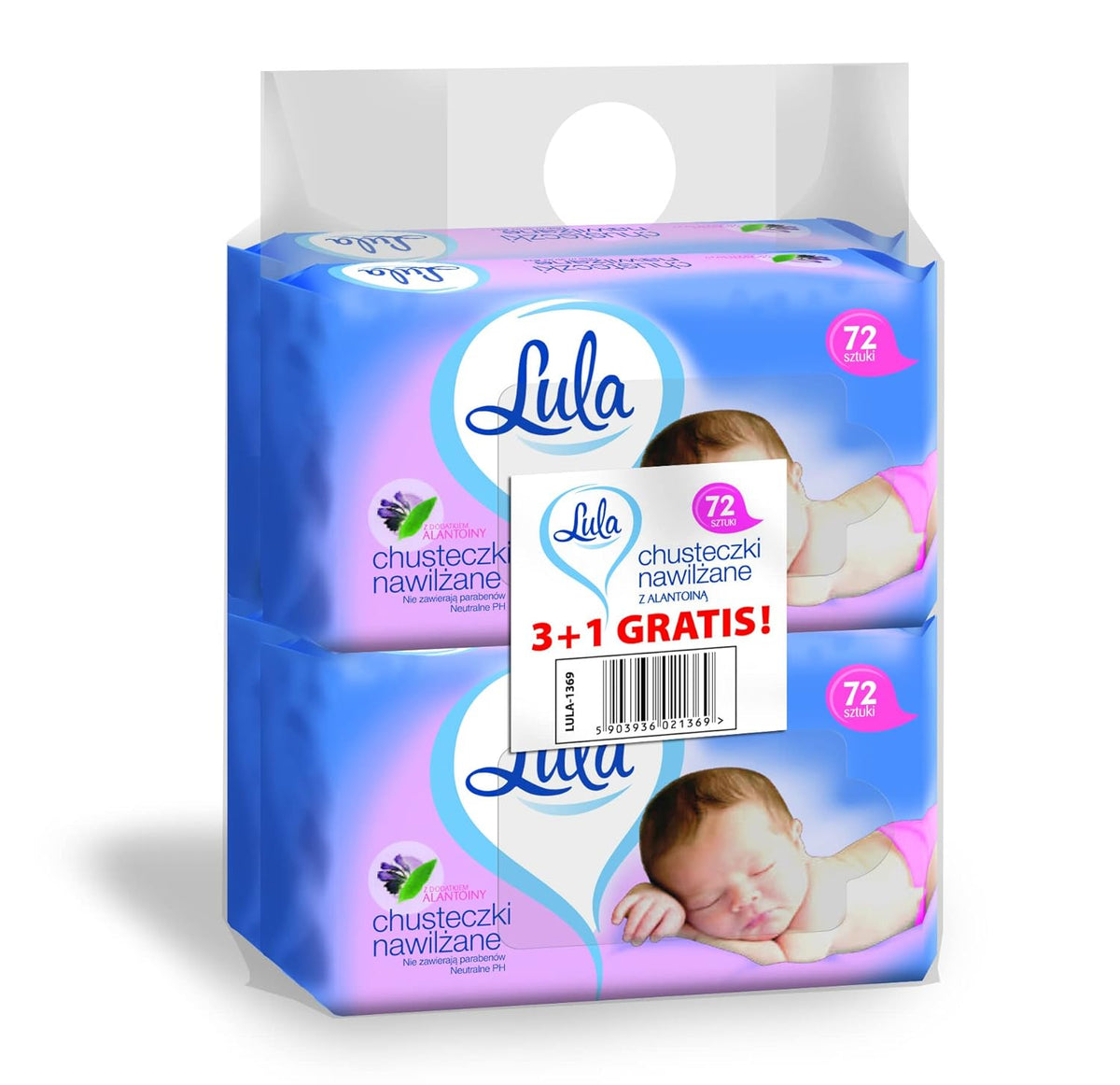Lingettes bébé avec ALANTOIN 72 pcs 3 pcs + 1 pc offert