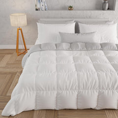 PETTI Artigiani Italiani - Couette d'hiver pour lit double, maxi, monochrome, double face, blanc, gris, 100% Made in Italy Couettes et couettes Naty Shop Blanc gris Matrimoniale Maxi