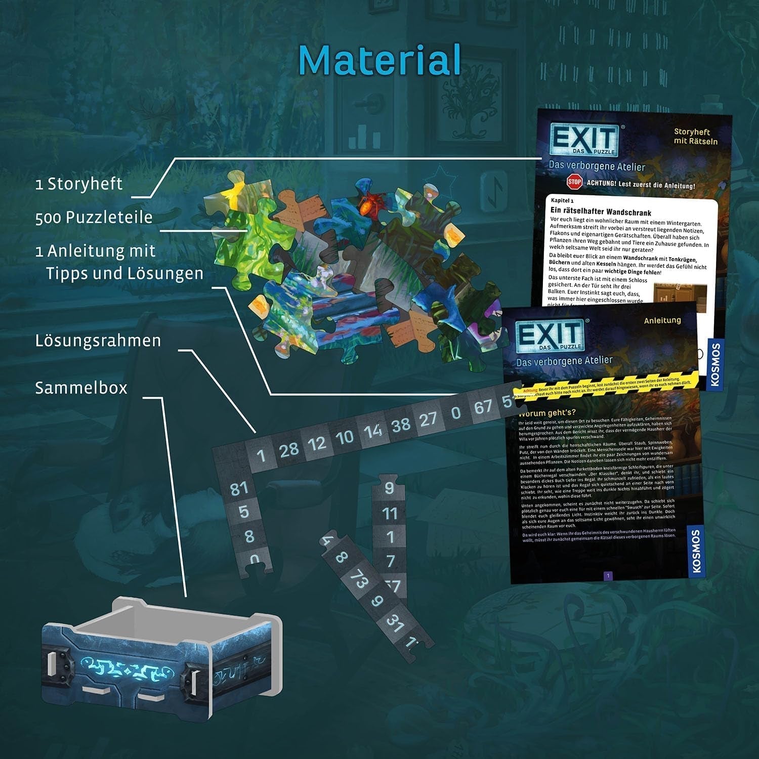 KOSMOS 683979 EXIT® Puzzle : The Hidden Studio Puzzle de 500 pièces pour adultes et enfants 10+ Puzzle de salle d'évasion pour débutants Puzzle Naty Shop