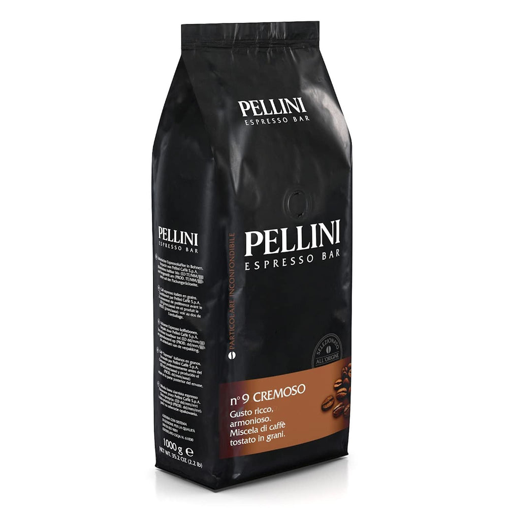Pellini N.9 Cremoso, grains de café pour expresso 1Kg, mélange d'Arabica et de Robusta Coffee Naty Shop