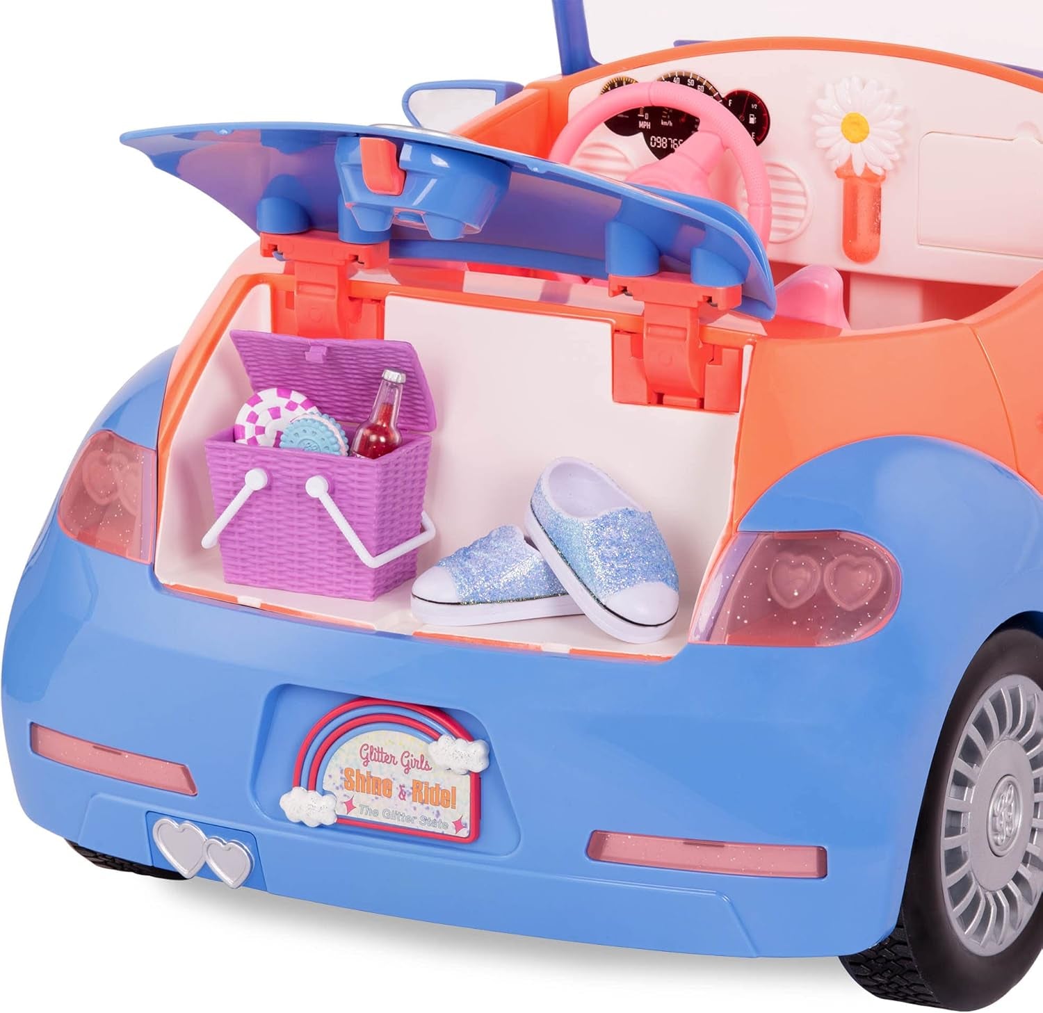 Glitter Girls - Fifer & GG Cabrio - 36 cm Puppe & Fahrzeug-Paket - Orangefarbener Oldtimer - 3 ans +
