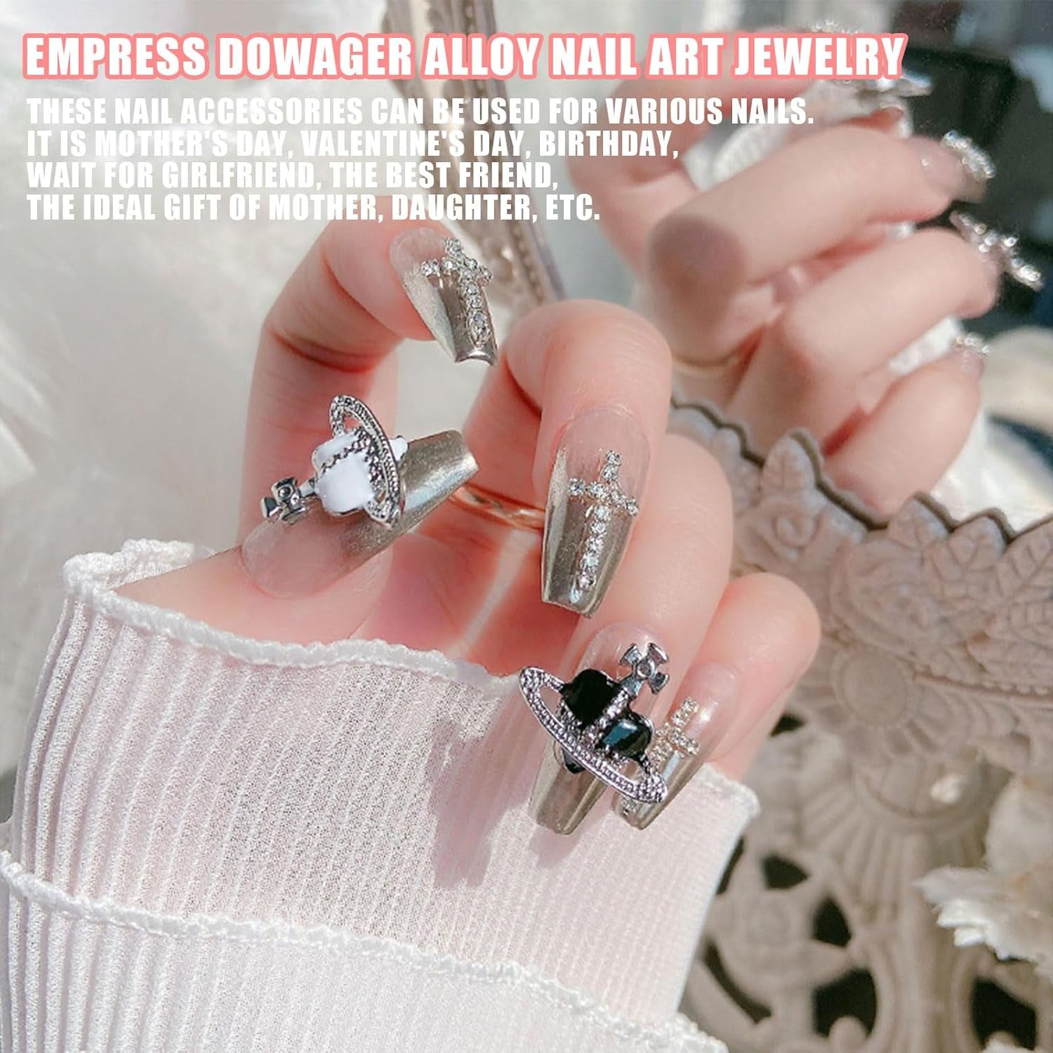 Planet Nail Art Charms, 32 pièces Saturn Shape Nagel Edelsteine ​​​​pour acrylique, strass Nagel Strasssteines Mädchen Nail Art DIY Handwerk Dekoration Zubehör