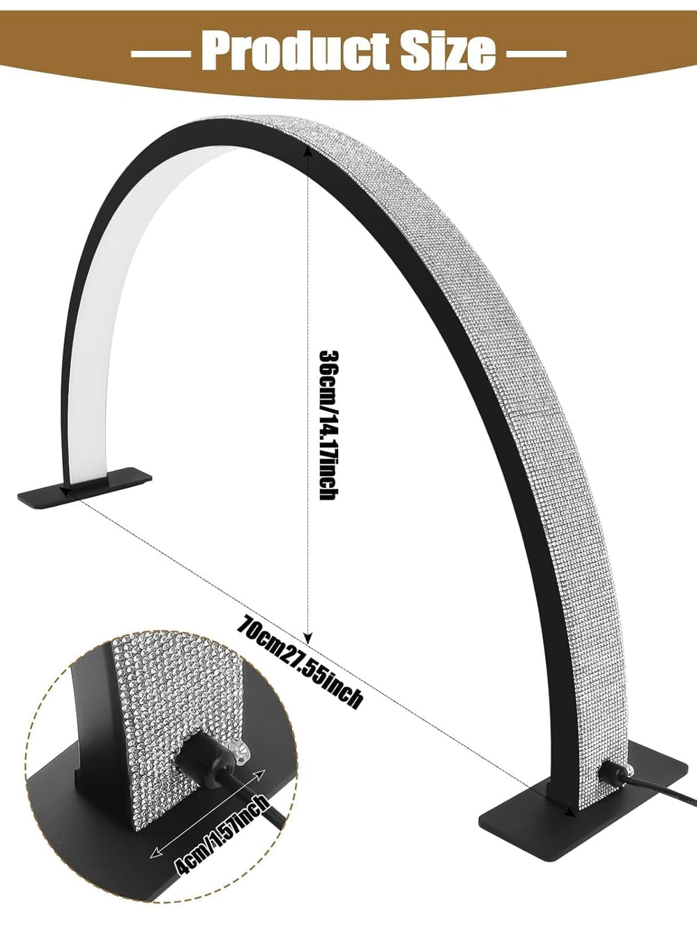 Kalolary Lampadaire, Lash Lumière Pour Extensions De Cils Regglable À 360°, 3000K-6000K Demi-Lune Lamp, Lamp De Beauté (Lampe demi-lune)