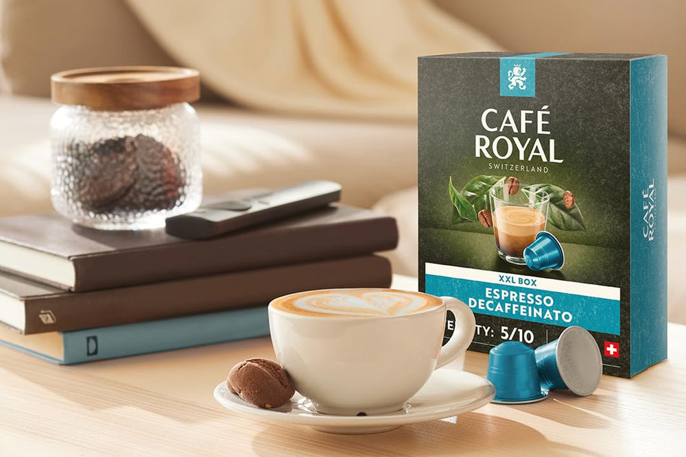 Café Royal Espresso Decaffeinato 36 capsules pour machine à café Nespresso - intensité 5/10 - capsules de café certifiées UTZ en aluminium (emballage avec 2)
