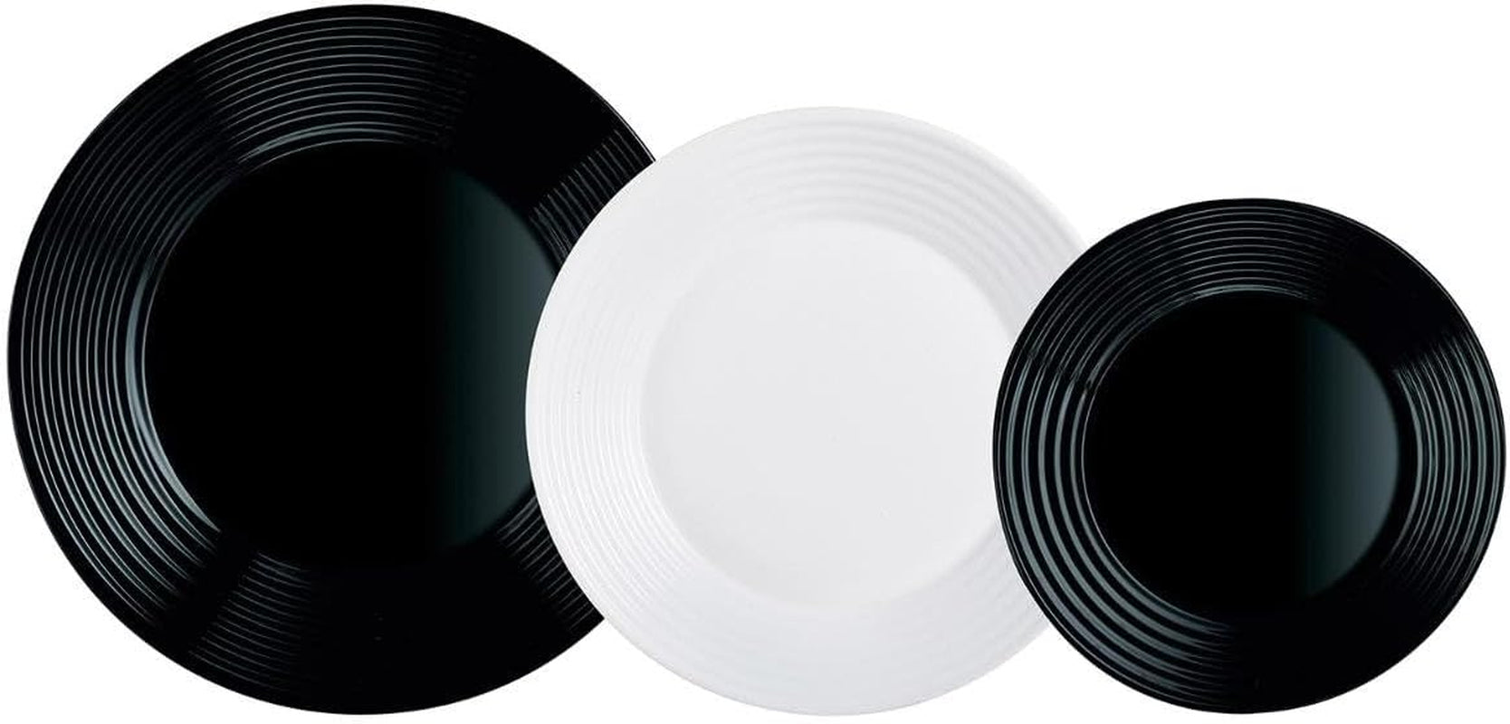 Harena N&b Glasgeschirr, 18 pièces, pour 6 personnes, blanc et noir