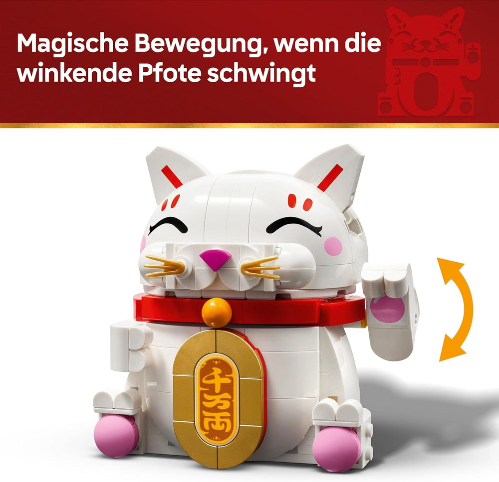 LEGO Glückskatze - Bauset für Erwachsene - Modellbau mit Tierfigur mit winkender Pfote sowie Goldmünze - Katzenfigur zum Bauen - DIY Deko Set - Kreatives Geschenk für Kinder & Erwachsene - 40813