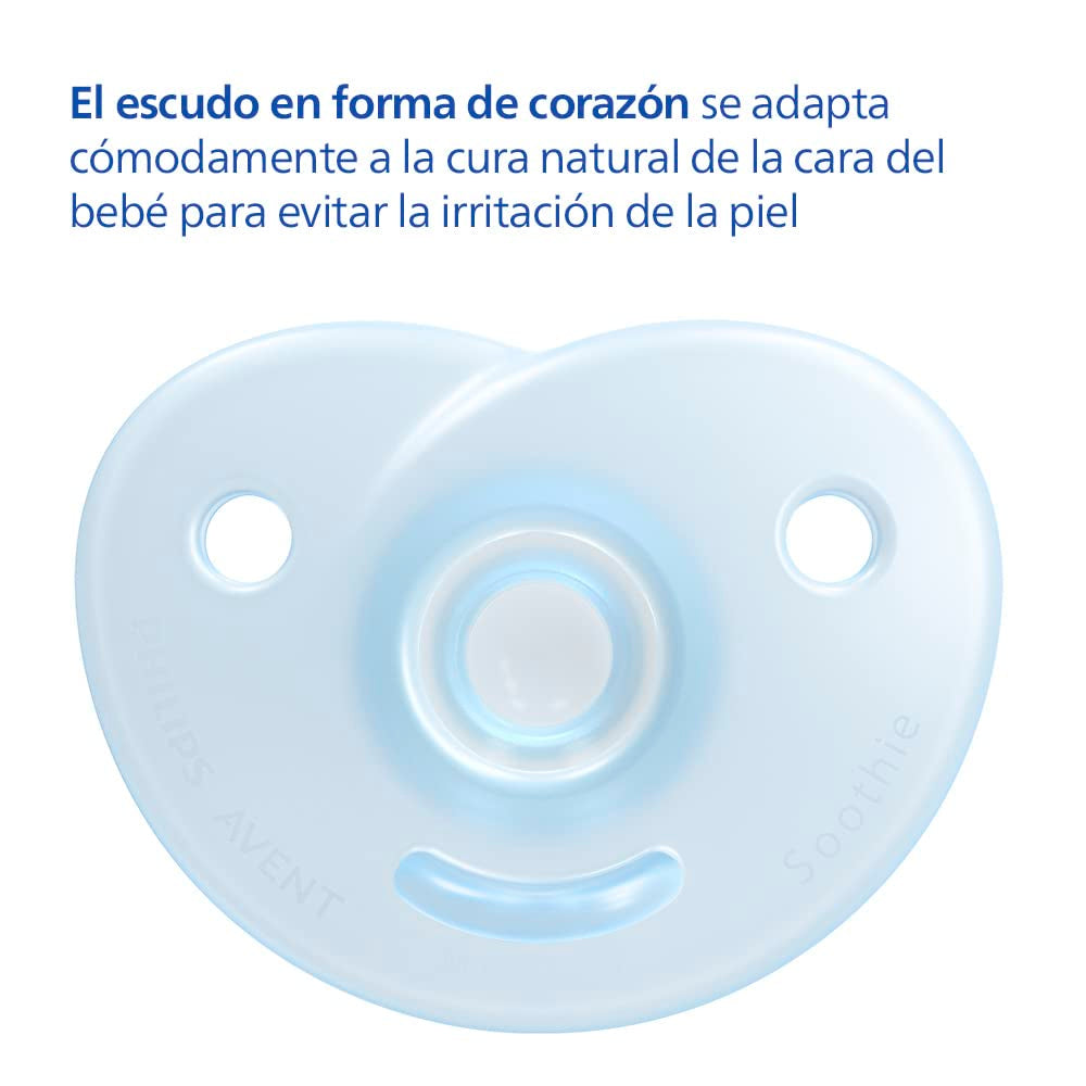 Philips AVENT Soothie - Sucette sans BPA pour bébés âgés de 0 à 6 mois, bleu/bleu clair (modèle SCF099/21)