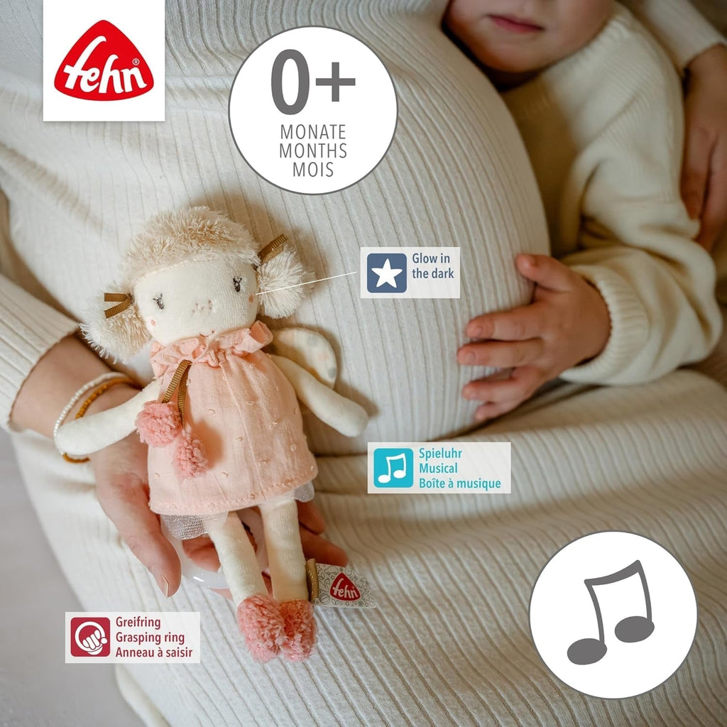 Fehn mini music box fairy - jucărie de pluș și ajutor pentru somn: cutie muzicală cu vânt cu melodia moale "Lacul lebedelor" liniștește în orice situație - pentru bebeluși și copii mici de la 0+ luni Jucarii Bebe Naty Shop