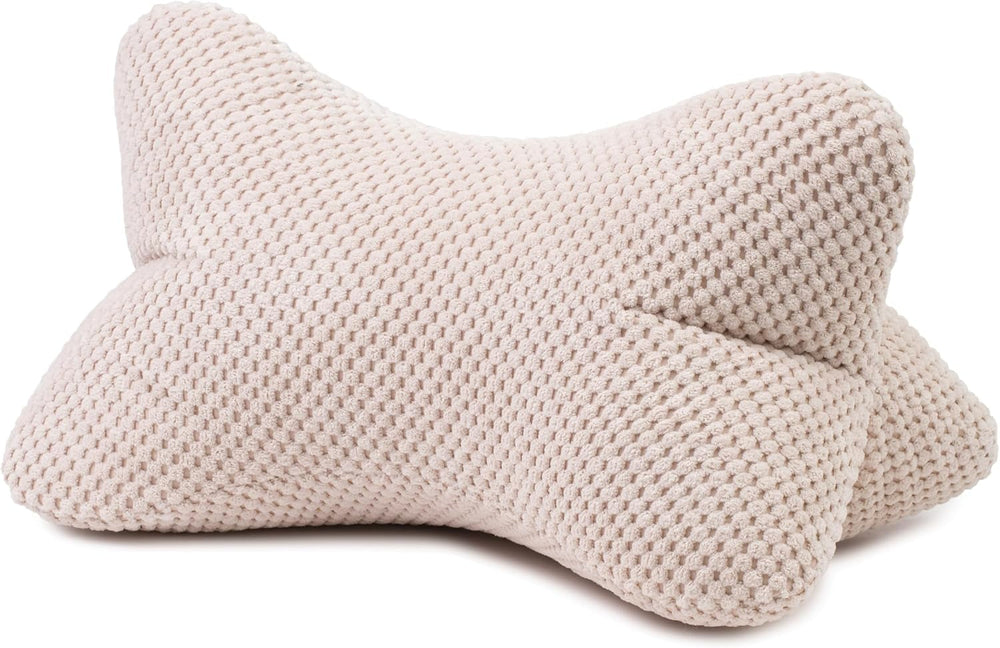 Pernă de citit Gözze - Sven, pernă de gât cu aspect texturat, pernă de citit și relaxare pentru gât și spate, 40 x 25 cm - Taupe