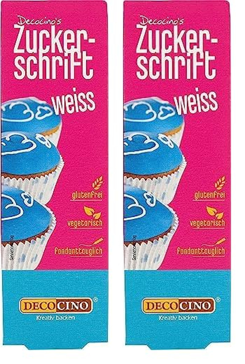 Decocino Lettrage en sucre rouge – Lettrage colorant alimentaire – Tube pratique pour étiqueter le fondant et le glaçage – Décorations de pâtisserie pour gâteaux, gâteaux et cupcakes ! (Paquet de 2)