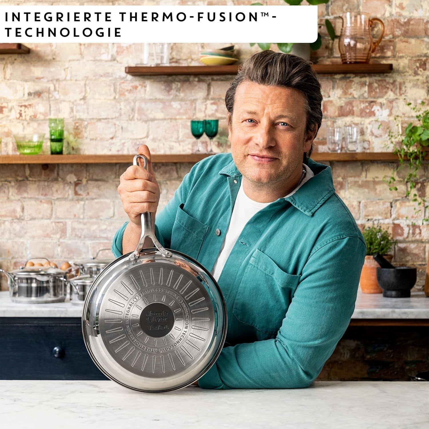 Poêle à frire Jamie Oliver by Tefal Cook Smart 28Cm, Acier inoxydable non revêtu, Adaptée aux casseroles et poêles à induction Naty Shop