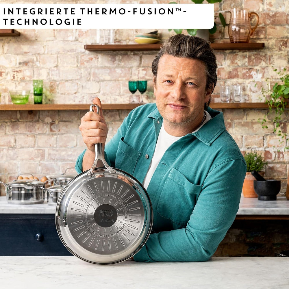 Poêle à frire Jamie Oliver by Tefal Cook Smart 28Cm, Acier inoxydable non revêtu, Adaptée aux casseroles et poêles à induction Naty Shop