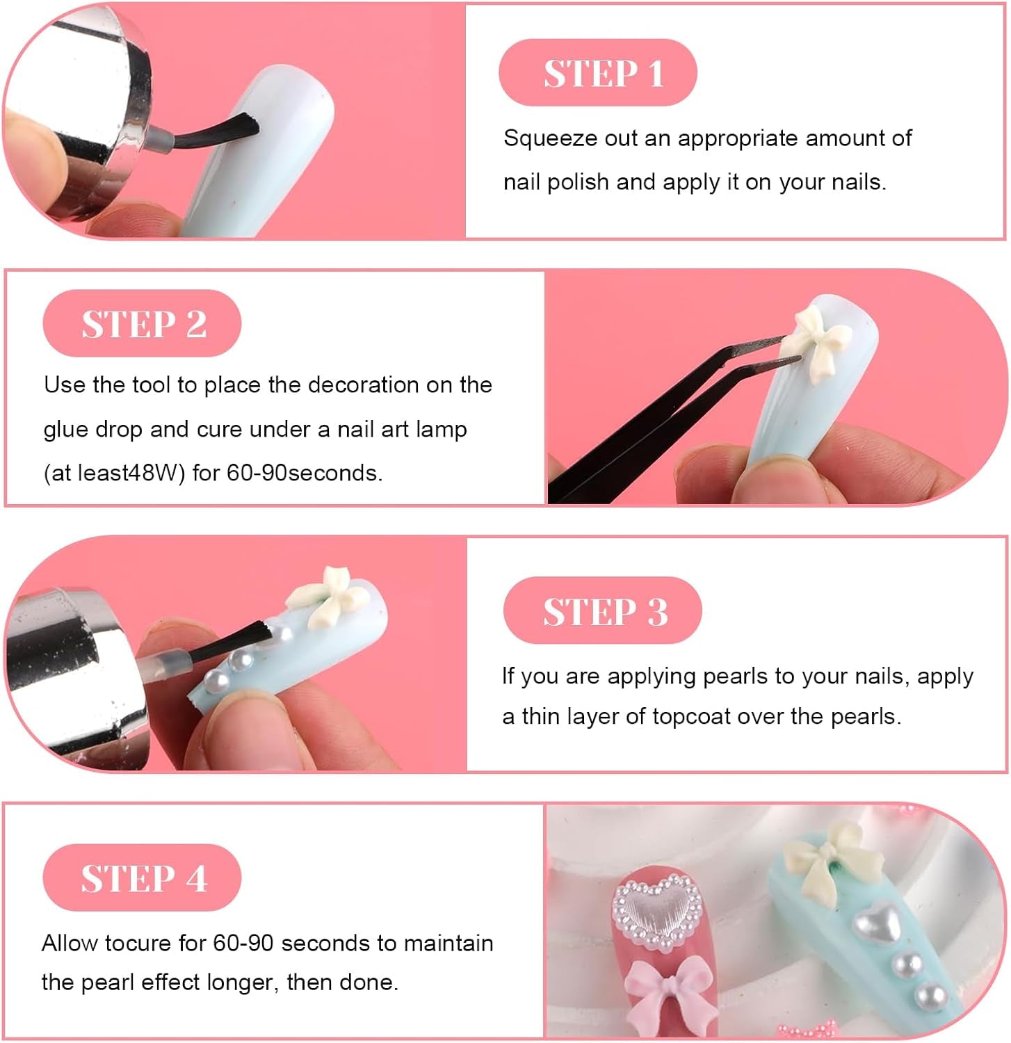 500 pcs 3D Nail Charm Schleifen Charms Nail Art Charms Schleife Nagel Charms Nägel Nail Art Schleifen Nageldekorationen Mit Aufnahmewerkzeug Für Frauen und Mädchen Nagel-Diy-Zubehör