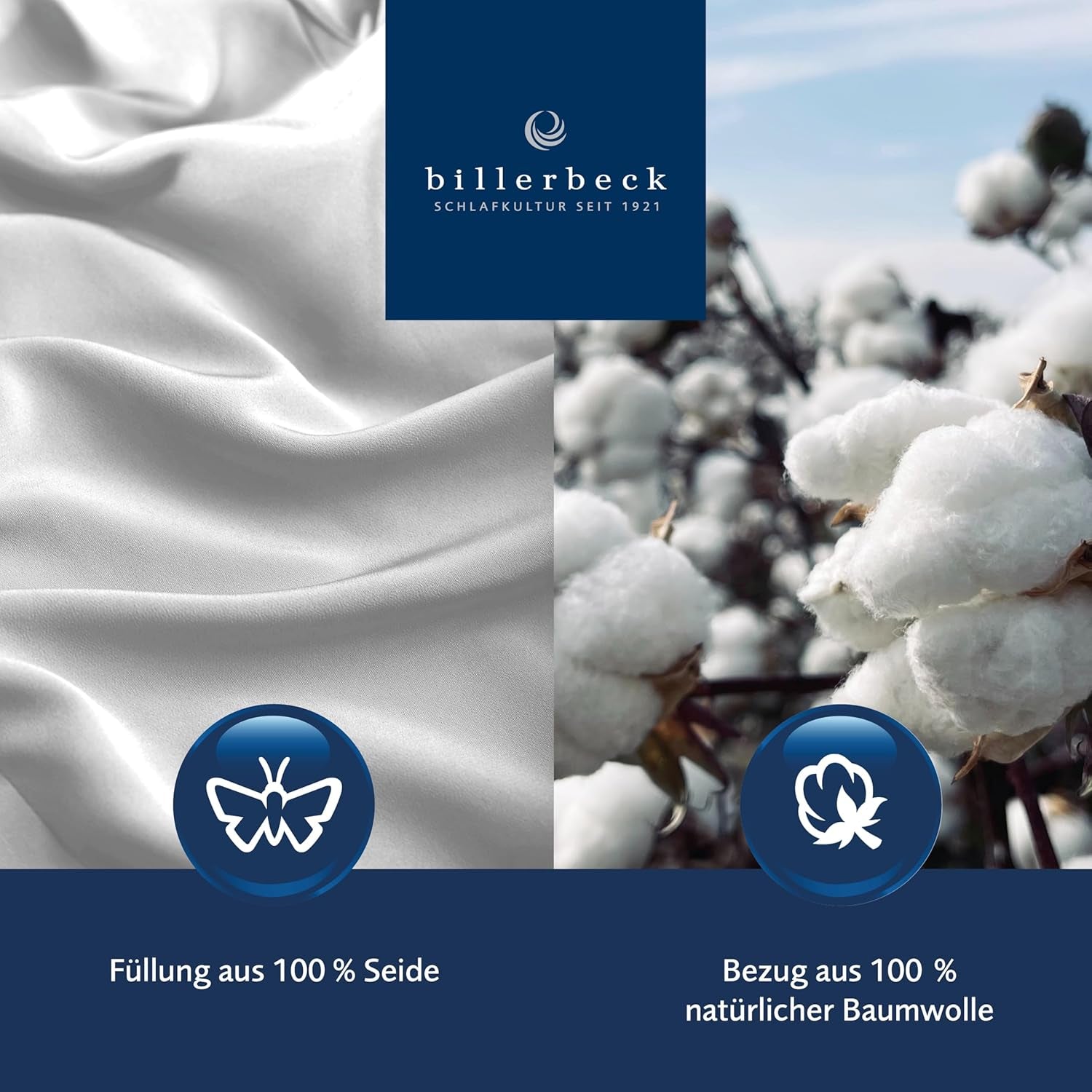 Billerbeck Simone Superlight couette - couette en soie - 135 X 200 Cm - couette d'été, couette rafraîchissante, couette d'été légère - 100% coton, blanc Couettes et couettes Naty Shop