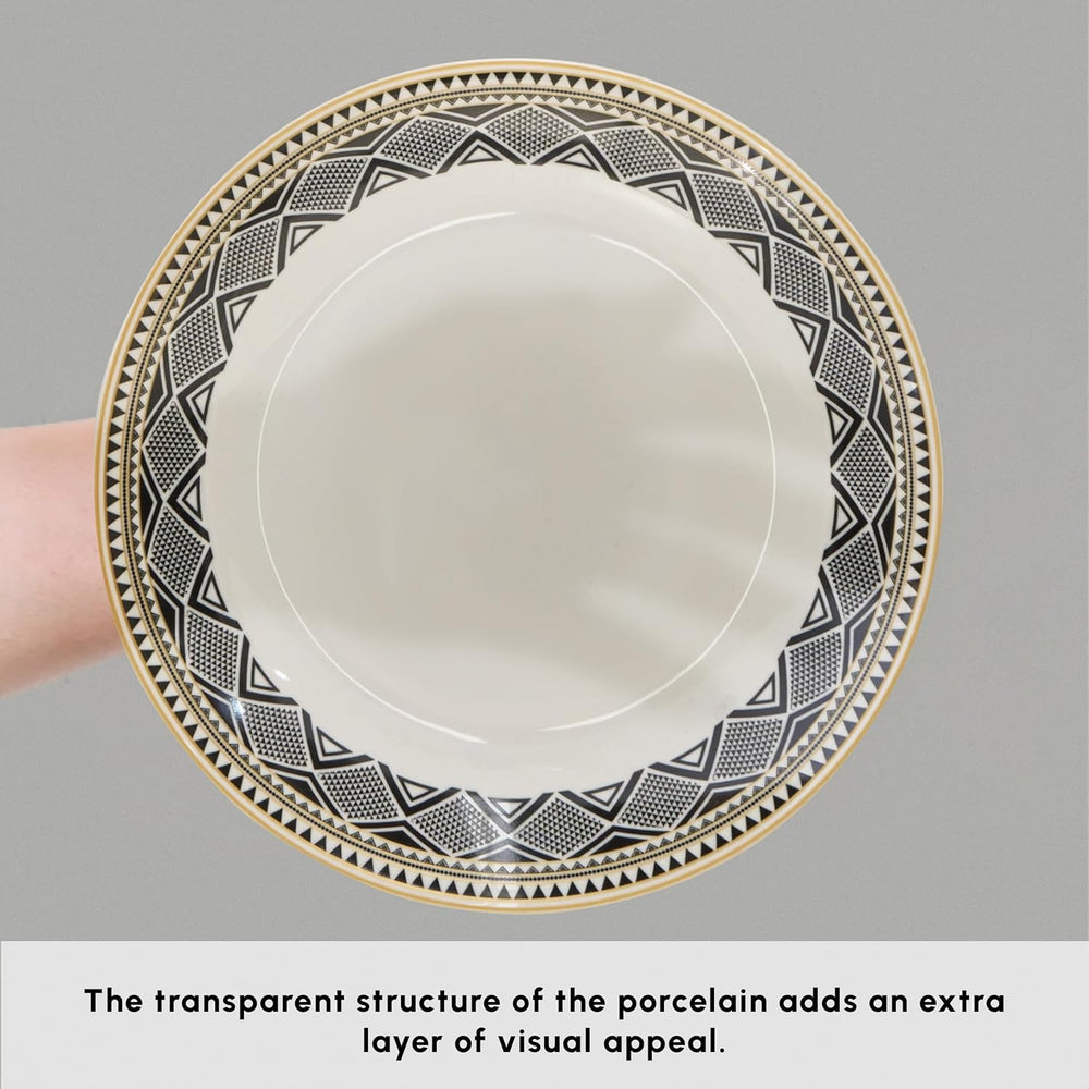 Karaca Globe - Ensemble de vaisselle et de vaisselle pour 6 personnes avec tasses, ensemble de vaisselle en porcelaine à 26 pièces avec tasse à thé, sous-tasse, service et plateau de table - Blanc