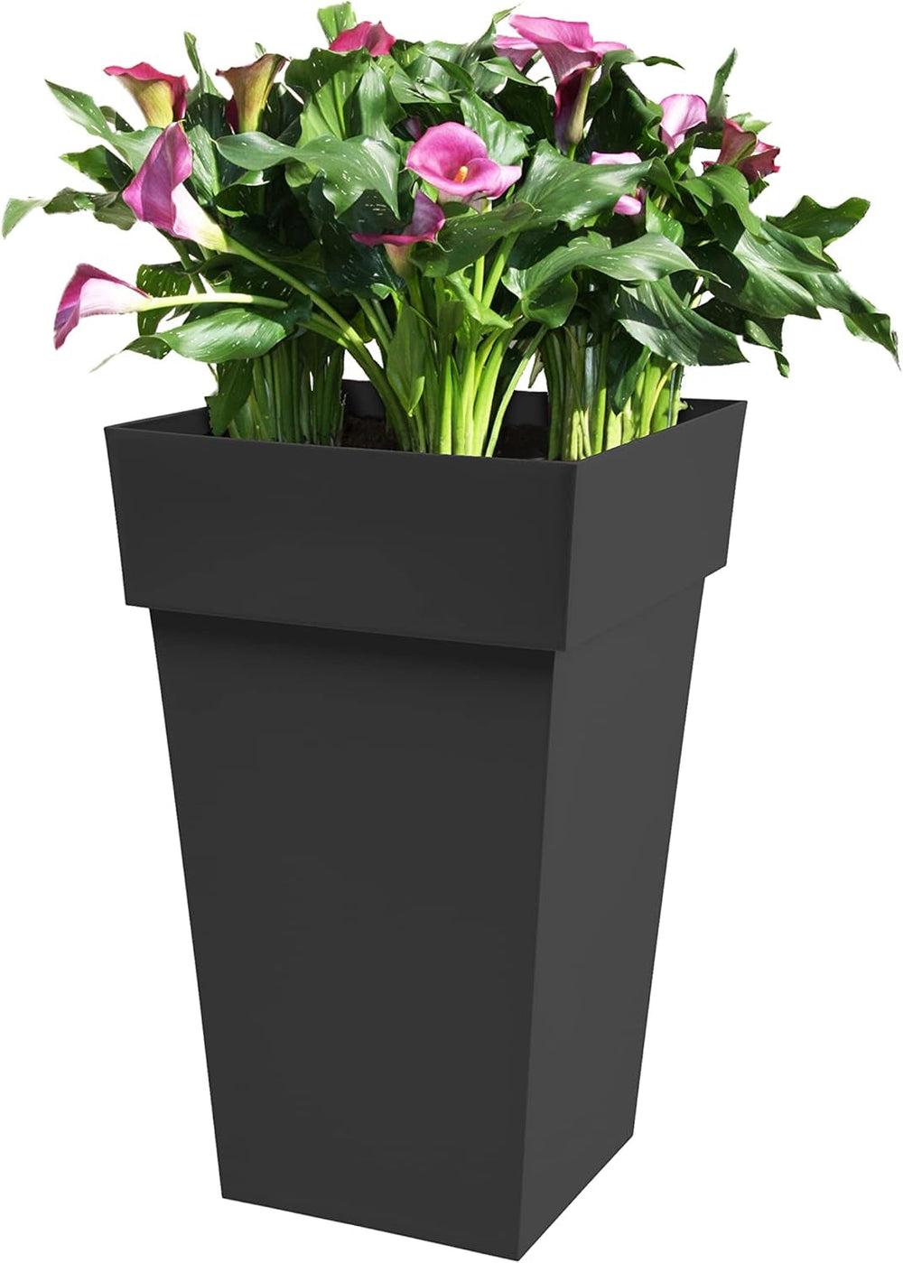 Plastiques 13635 G.ANT SX3 Pots de fleurs en polypropylène Toscane, 39 x 39 x 65 cm, gris