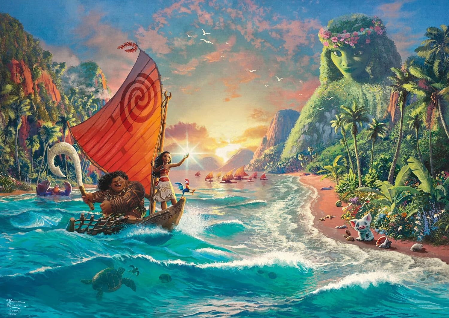 Schmidt Spiele 58030 Thomas Kinkade, Disney, Vaiana, Moana, puzzle 1000 pièces, normal, noir, blanc Puzzle Naty Shop