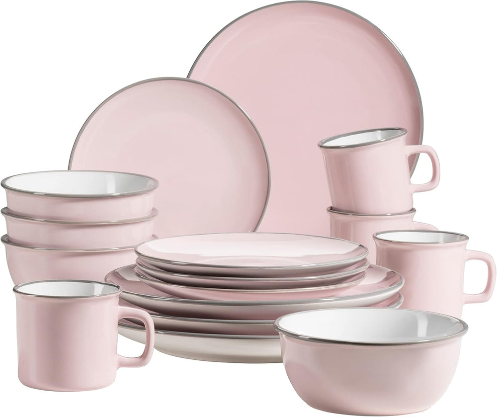 Mäser Geschirr-Set, Steingut Maila Rosa/Grau/Blau/Grün, 4-Personen-Set Services de table Naty Shop Rosa