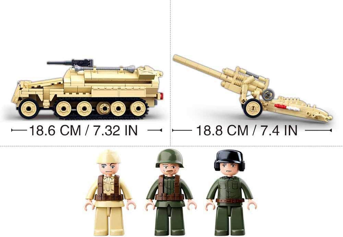 Seconde Guerre mondiale - Deutsches Halbkettenfahrzeug [M38-B0695], Spielset, Klemmbausteine, Soldaten, mit Spielfigur, Army WWII, Für Kinder ab 4 Jahren, Sluban SL95566