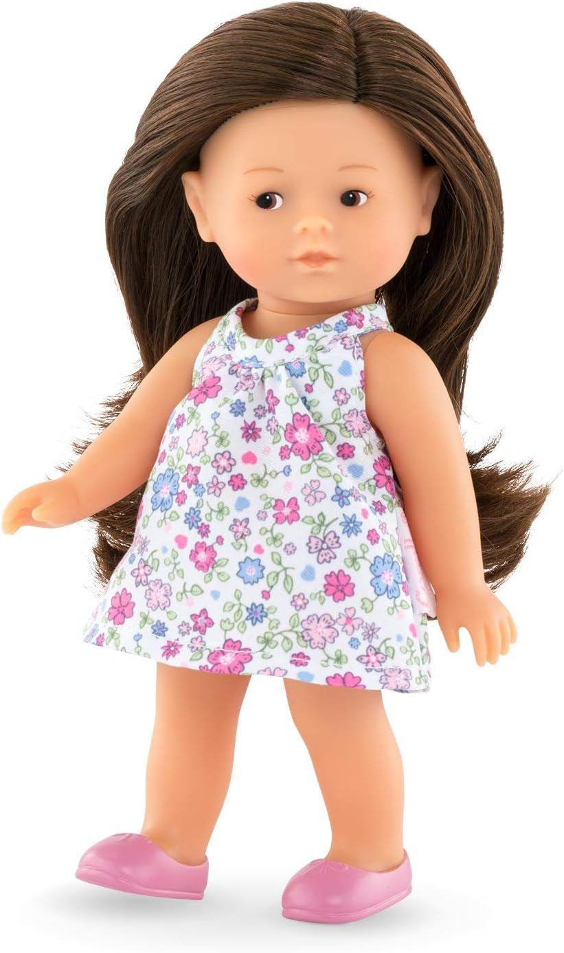 Corolle 9000240020 - Romy brunett Les Tendances Mini Corolline 20cm, Poupée Française au Charme et Parfum Vanille, 20 cm