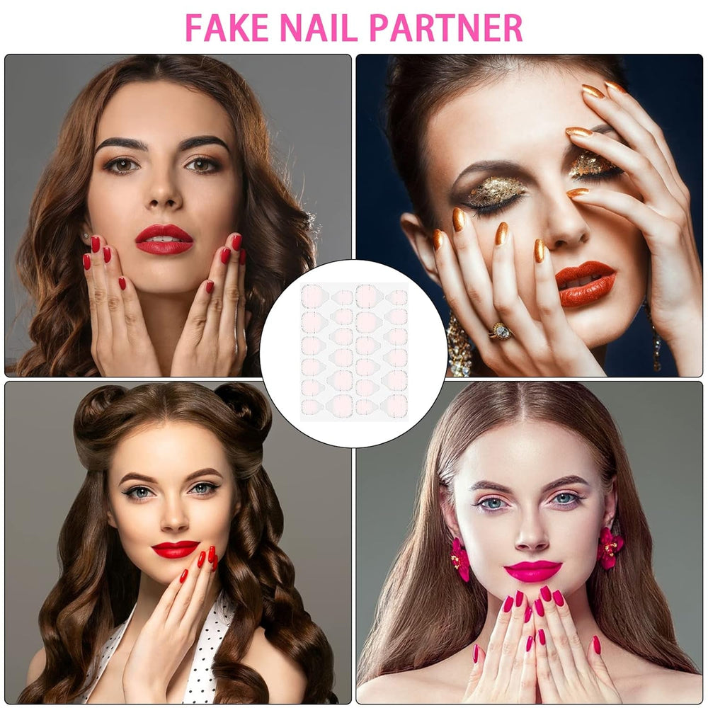 ® 100 modèles d'ongles et 1 feuille de 24 disques adhésifs transparents pour ongles, modèles d'extension d'ongles, modèles d'extension d'ongles en gel auto-adhésifs, accessoires pour ongles artificiels