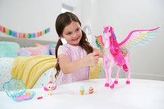Barbie A Hidden Magic Pegasus - jouet interactif avec lumières et sons, 10 accessoires, ailes arc-en-ciel, pour enfants à partir de 3 ans, HLC41 Naty Shop Dolls