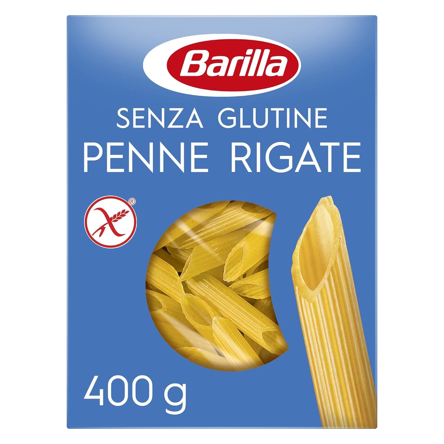 Pâtes Penne Rigate Barilla sans gluten, à base de riz et de maïs – 1 paquet (1 x 400g)