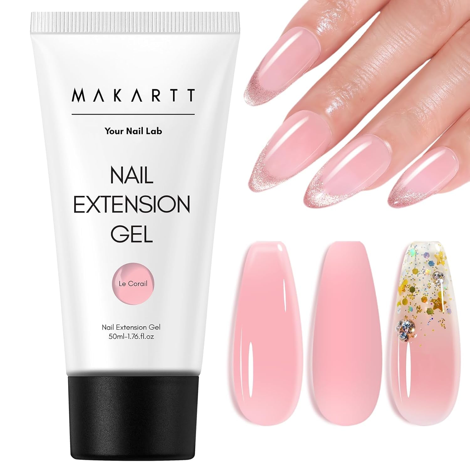 Makartt Poly Nail Extension Gel - 50 ML Extension Builder Acrylic Poly Nägel Aufbaugel Extender Gel Für Gelnägel Für Nagelverlängerung, Nagelstärkung, Nail Art Dekoration(Transparent)