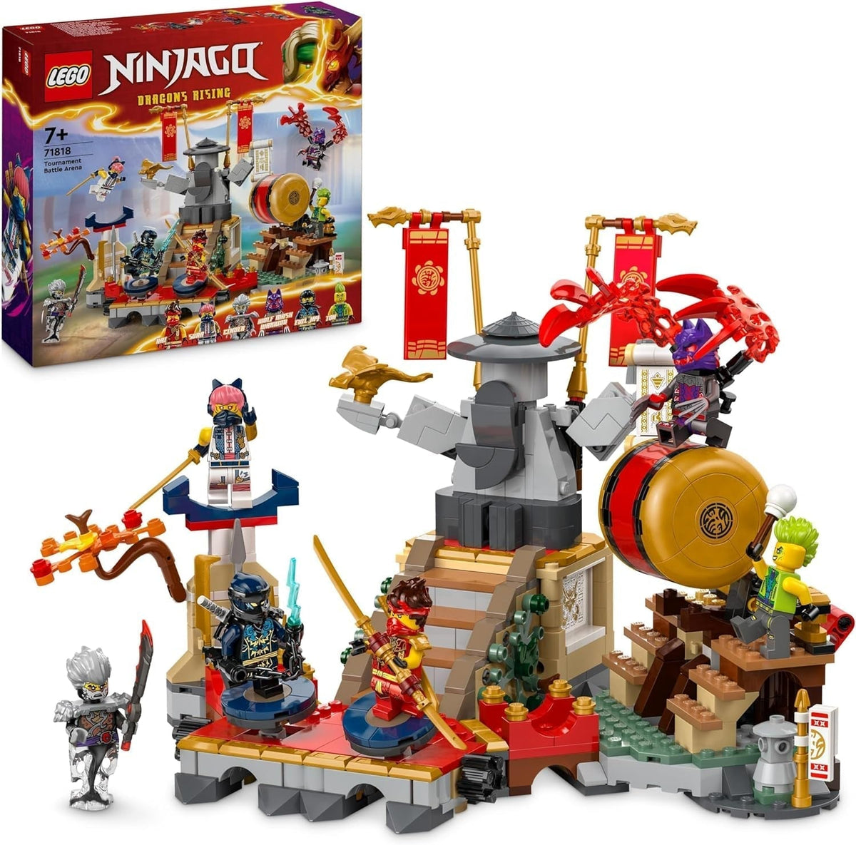 LEGO NINJAGO Tournoi Arène Aventure Jouet pour Enfants 6 Figurines Ninja Playset Collection Ensemble de Construction Cadeau d'Anniversaire pour Garçons et Filles de 7 Ans 71818 Ensembles de Construction Besuche den LEGO-Store Default Title
