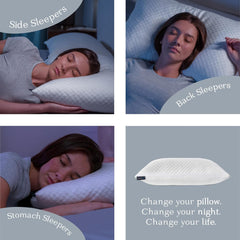 Oreiller de sommeil Dreamyblue Premium - Remplissage en mousse à mémoire de forme déchiquetée [Loft réglable] Housse en viscose de bambou lavable - Pour côtés coulissants, dos et ventre - Oreillers standard Naty Shop