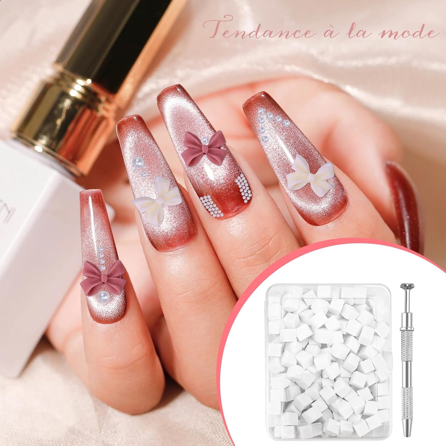 200 pièces Nail Art Schwamm Mit Metallgreifer,Nagelkunst Rendering Werkzeuge Mit Greifer,Éponge Nagel Pinsel,Nageldesign Zubehör Für Nail Art Rendering