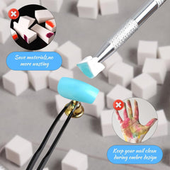 Eiito 100 pcs Weiche Nagelschwämme For Ombre, Mit 2 Greifstift, Aura-Maniküre-Nailkunst-Werkzeuge (Argent + Or)