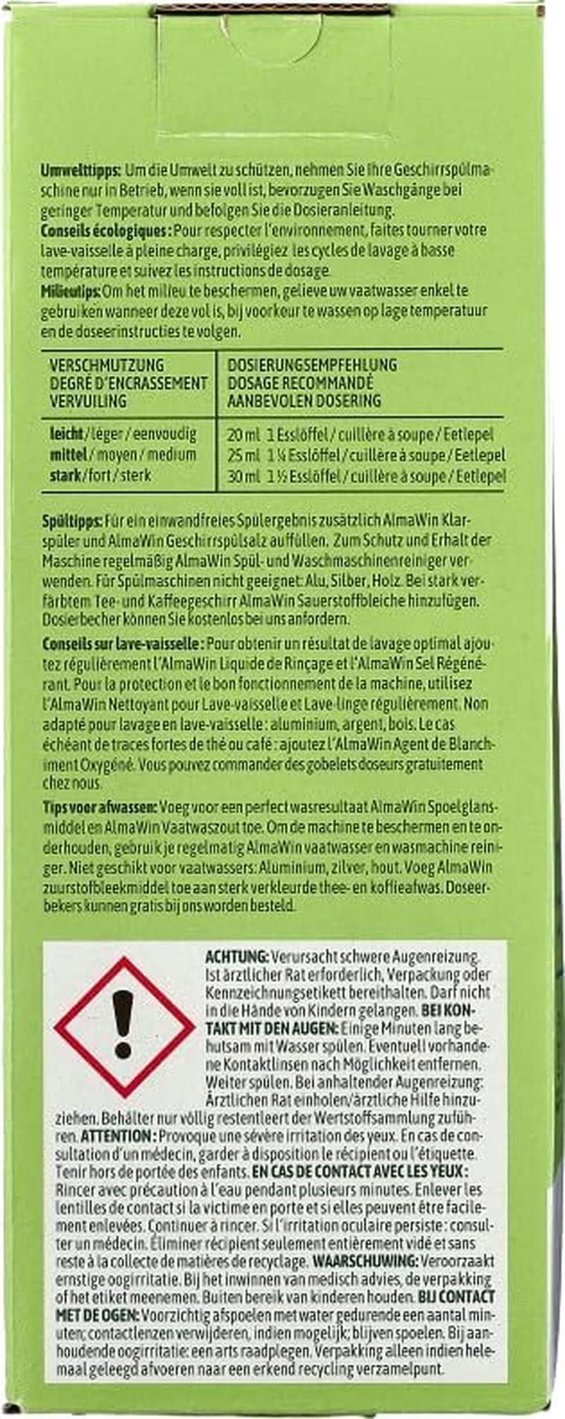 Almawin eco, poudre à vaisselle 2,8kg, 112 lavages, dosable pour différentes quantités de vaisselle Naty Shop